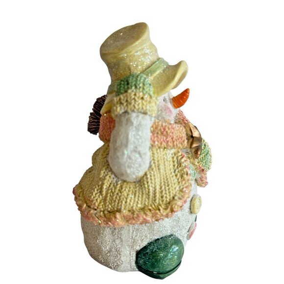 K's Collection Christmas Snowman Figurine Pastel Colors with Glitter Finish Vtg - Picture 2 of 9